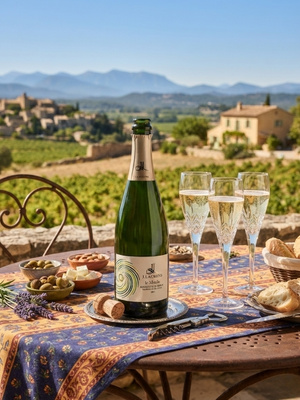Blanquette de Limoux steht auf Tisch